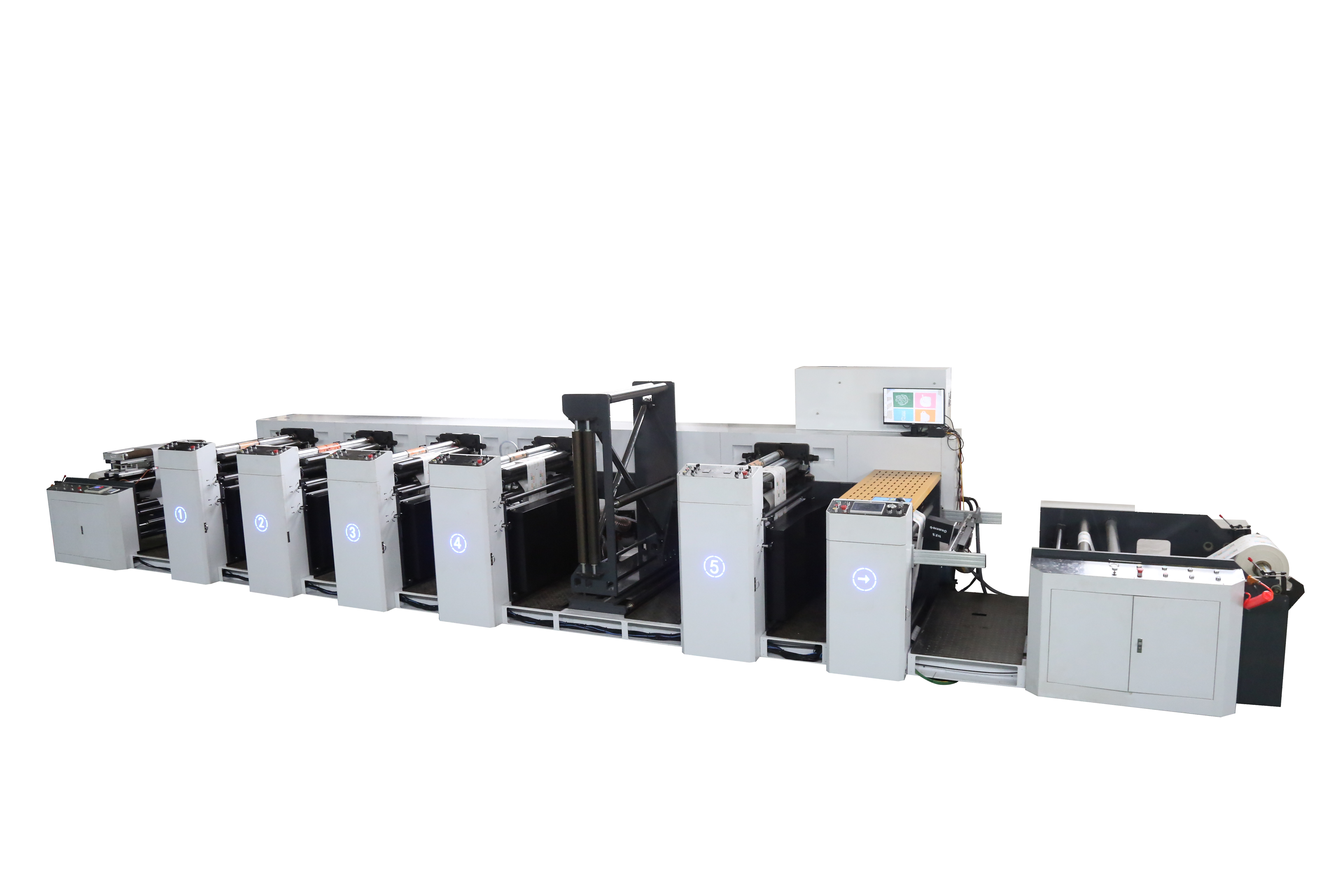 Wide web inline flexo press